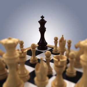 Starting Point: This picture has no relation to actual chess play, but it drives across the vision -- trap the other king. 